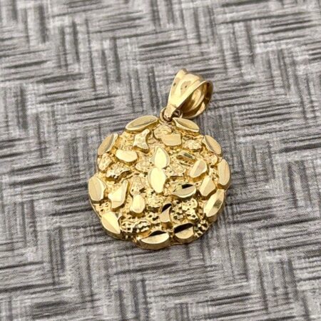 10k Yellow Gold Small Round Nugget Pendant 1.3g