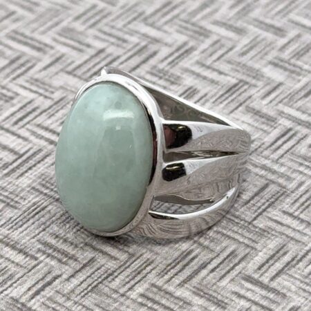 Size 7 Mint Green Jade Cabochon 925 Sterling Silver Ring 10.6 Grams