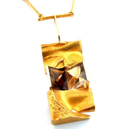 Vintage Lapponia 14k Yellow Gold Björn Weckström Janus Pendant Necklace 31.85g