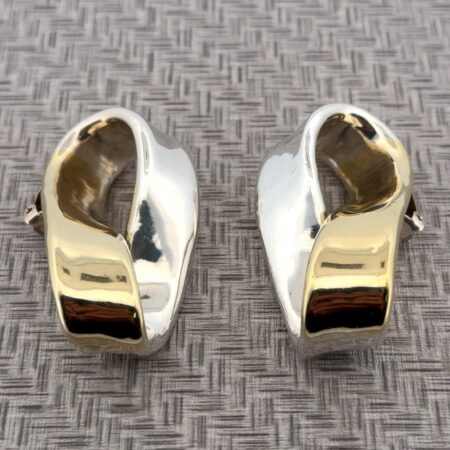 Ippolita Large Two-Tone 925 Sterling Silver Twisted Loop Clip-On Earrings 26.7g