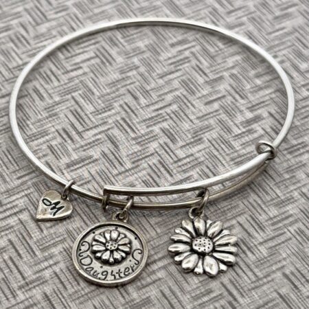 7.5” 925 Sterling Silver RI Alex & Ani Daughter Charm Love Bracelet 10.4 Grams