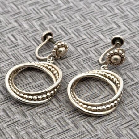 Danecraft 925 Sterling Silver Nested Hoop Dangle Screwback Earrings 10.8 Grams
