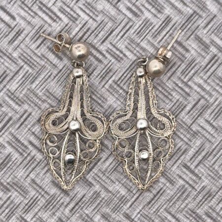 Vintage 999 Pure Silver Filigree Dangle Earrings Stamped 1000 3.1 Grams