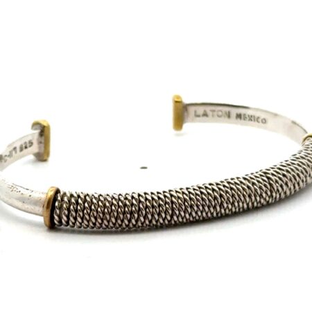 Taxco Mexico 925 Sterling Silver & Brass Cuff Bracelet 6” 19.7 Grams