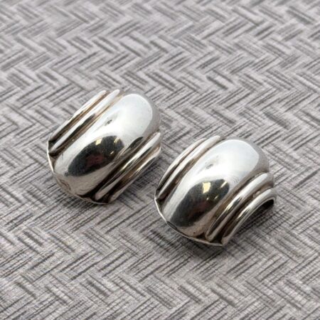 Monet 925 Sterling Silver Ribbed Dome Clip On Earrings 8.9 Grams