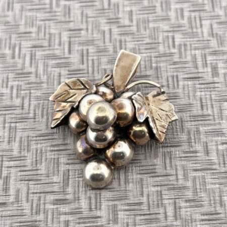 Vintage Taxco Mexico 925 Sterling Silver Grape Cluster Brooch/Pendant 13g