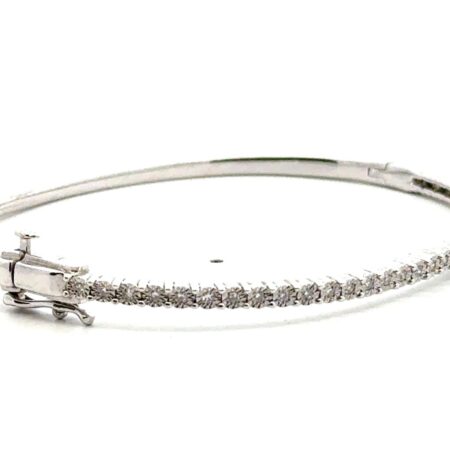 7” Sterling Silver SUN LGD Lab Diamond Illusion Set Hinged Bangle Bracelet 10.1g