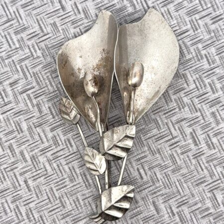 Vintage 925 Sterling Silver Calla Lily Flower Bouquet Brooch/Pin 17.7 Grams