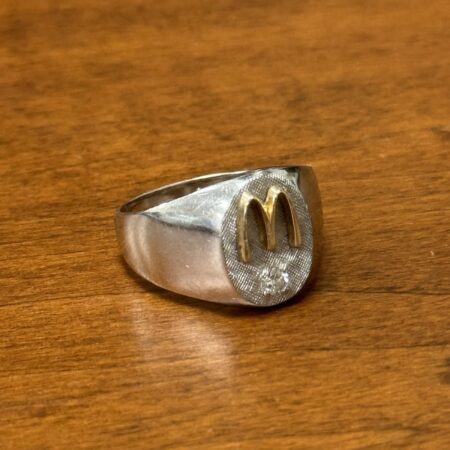 Vintage Genuine McDonald’s 10k White Gold Diamond Signet Ring Size 9 7.28g