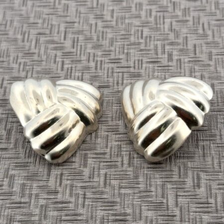 Taxco Mexico 925 Sterling Silver Modernist Puffy Clip-On Earrings 21.9g