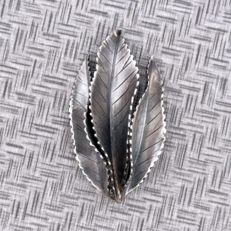 Vintage Anton Michelsen Denmark Sterling Silver Triple Leaf Brooch 12.4 Grams
