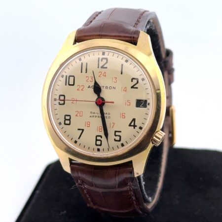 Vintage Bulova Accutron Railroad Approved 10k Gold Plated Tuning Fork Wristwatch