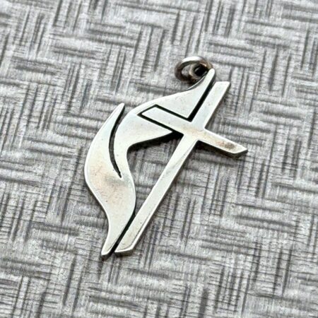 Janes Avery 925 Sterling Silver United Methodist Cross & Flame Pendant 2.5 Grams