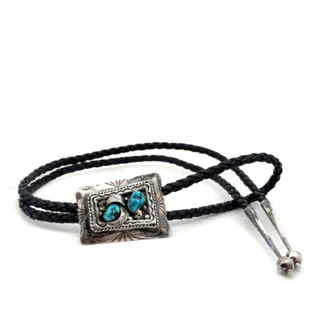Richard Wylie Navajo 925 Sterling Silver & Turquoise Bolo Tie 19”