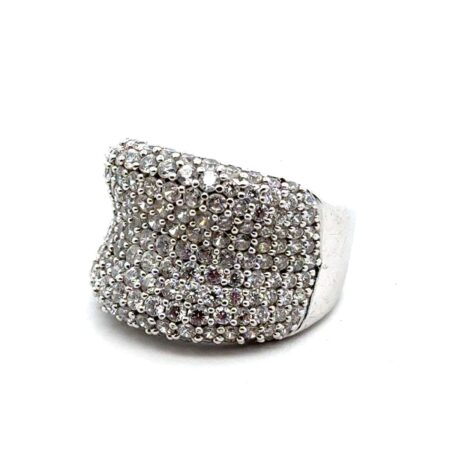 925 Sterling Silver Wide Concave Pavé Set CZ Ring Size 8 11.3 Grams