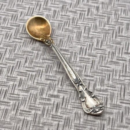 Antique Gorham Sterling Silver Chantilly Pattern Salt Spoon Gold Wash Bowl 4.9g