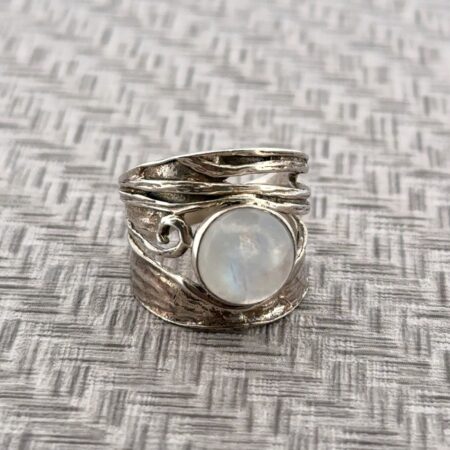 Size: 7.25 YS India 925 Sterling Silver Moonstone Band Ring 6.6g