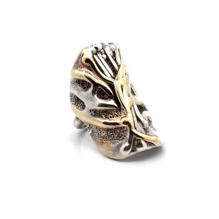 Size 5.25 Sterling Silver Electroformed Gold Plated Accent Modernist Ring 8.2g