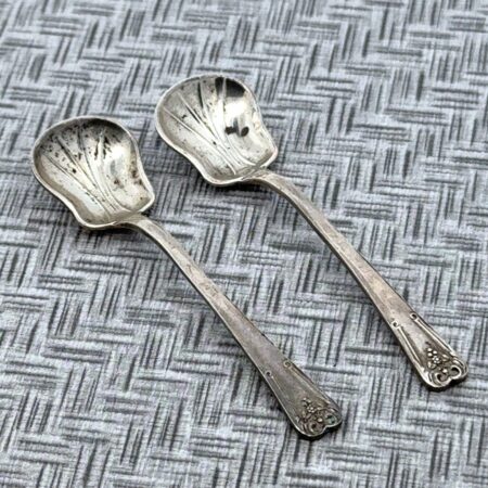 2 Antique Sterling Silver 2.25” Salt Spoon By Sinclair 6.9 Grams