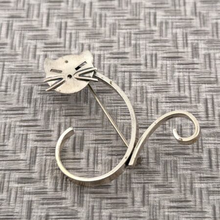 Vintage Beau 925 Sterling Silver Modernist Cat Brooch/Pin 4.7g