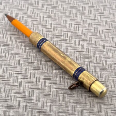 2.75” Antique Art Deco Gold Tone Alpaca Magic Pocket Pencil Holder Pendant 14.9g