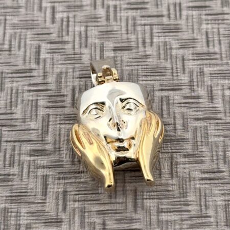 Sergio Bustamante 925 Sterling Silver & Gold Overlay Face & Hands Pendant 12.4g