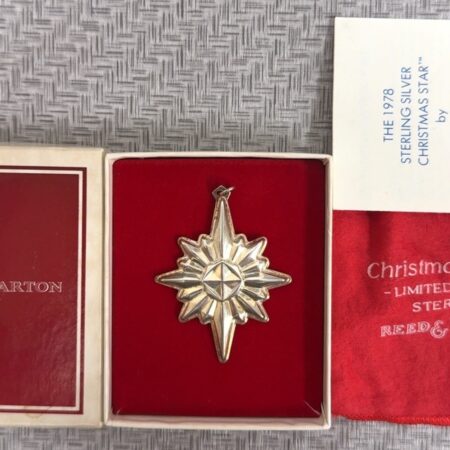 Reed & Barton 1978 Annual Xmas Start Ornament Original Box/Card/Pouch 9.4g