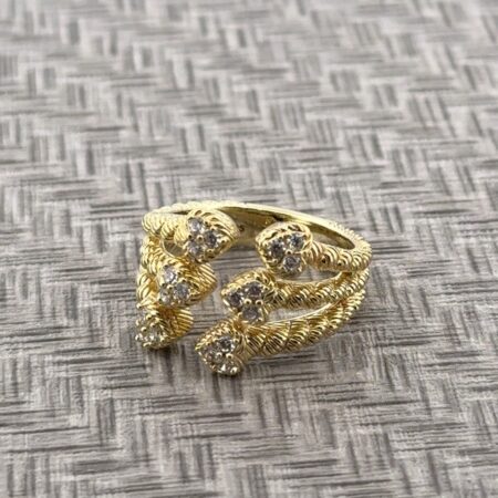 Size: 8.5 Judith Ripka Gold Vermeil 925 Sterling Silver CZ Heart Bypass Ring