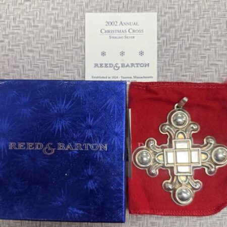 2002 Reed & Barton Annual Christmas Cross Sterling Orig Box/Card/Pouch 16.1g