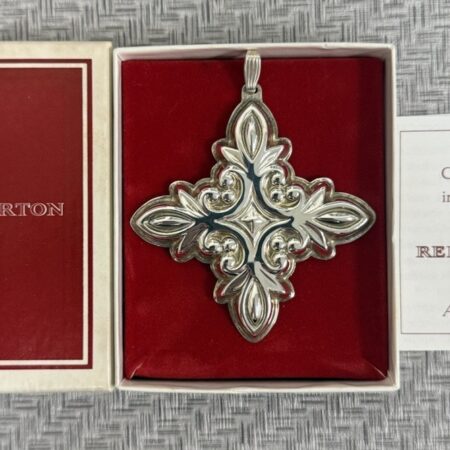 1987 Reed & Barton Sterling Annual Christmas Ornament Orig Box/Card/Pouch 11.5g
