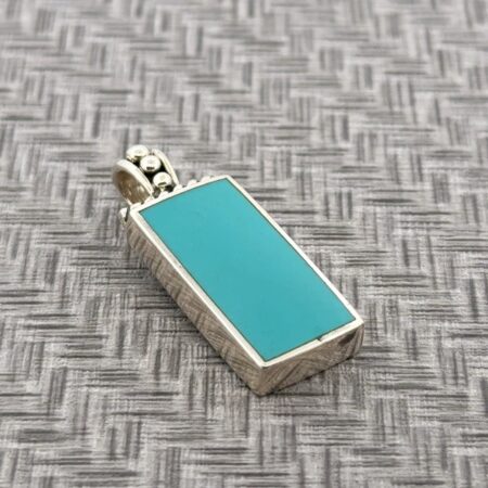 Thailand 925 Sterling Silver Rectangular Turquoise Pendant 7.1g