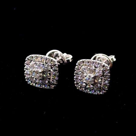 Neil Lane 14k White Gold Cluster Diamond Stud Earrings 3.25g