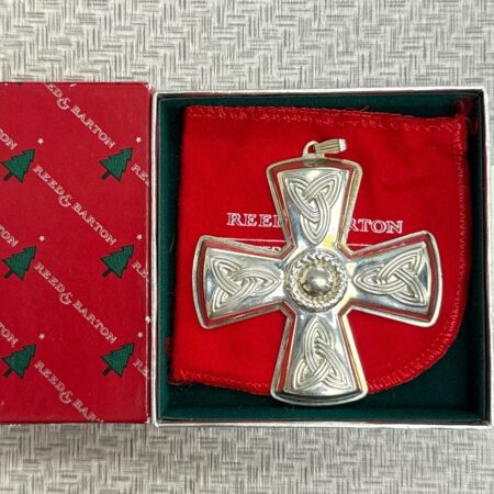 Reed & Barton Sterling Silver Celtic Cross Ornament Box/Pouch/Card 19.2g