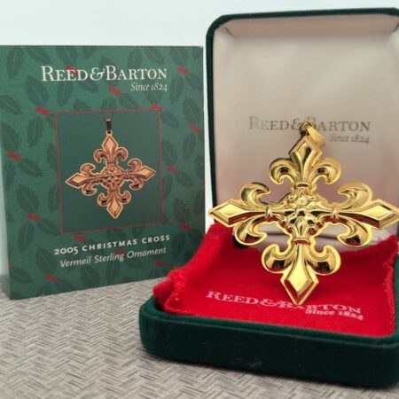 Reed & Barton 2005 Sterling Gold Vermeil Xmas Cross Box & Pouch 14.3g