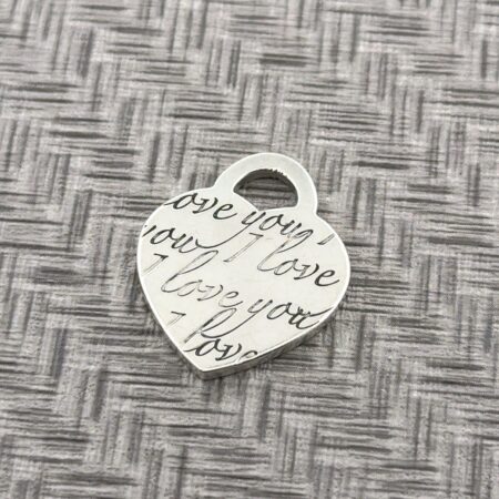 Tiffany & Co. 925 Sterling Silver “I Love You” Cursive Script Heart Charm 5.5g