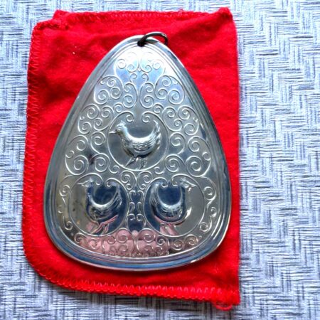 Towle Sterling Silver1873 Three French Hens Christmas Ornament Pouch and Box 26g