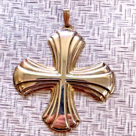 Reed & Barton 1980 Sterling Silver Christmas Cross Ornatment Box Pouch Cert 14g