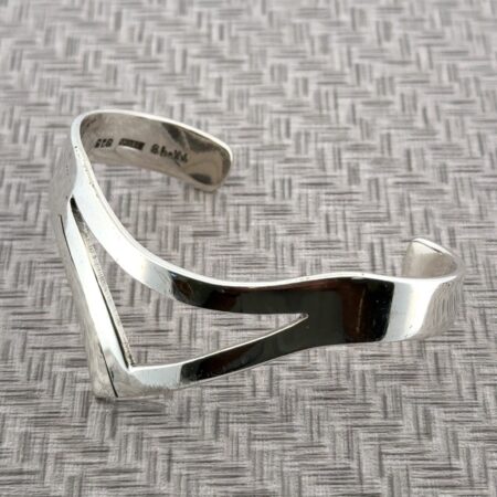 6.75” Taxco Mexico Solid 925 Sterling Silver Modernist Cuff Bracelet 27.5g