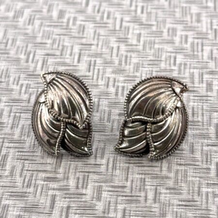 Vintage Beau 925 Sterling Silver Shell/Leaf Screwback Earrings 9.6g