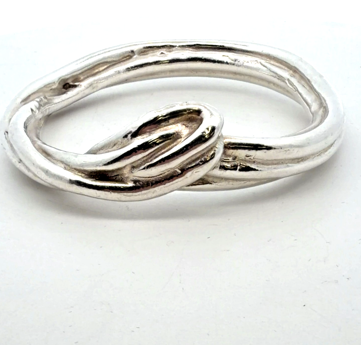 Heavy Sterling Silver Bypass Bangle Bracelet 24.6g 7" Twisted Knot Organic Loop