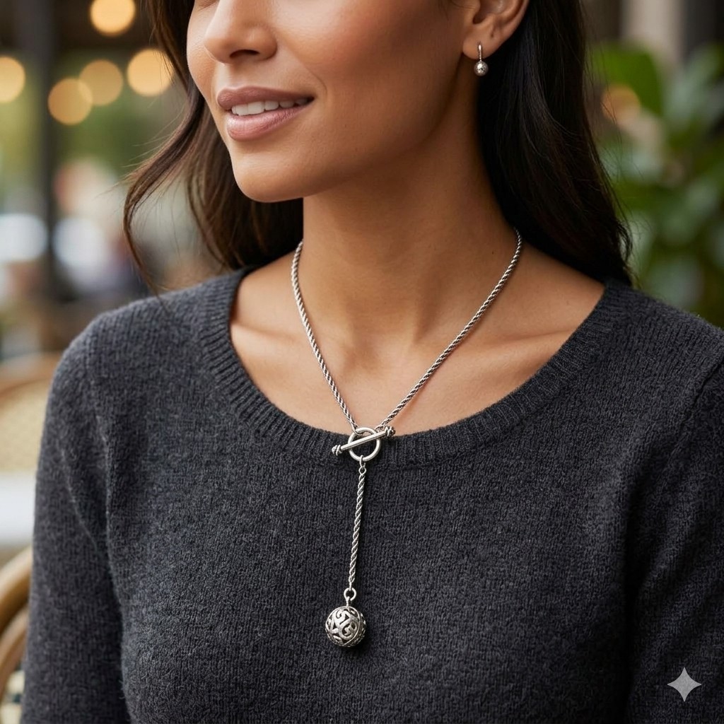 Silpada Retired N1619 Simple Delight Lariat Toggle Silver Necklace 8.1g 16"