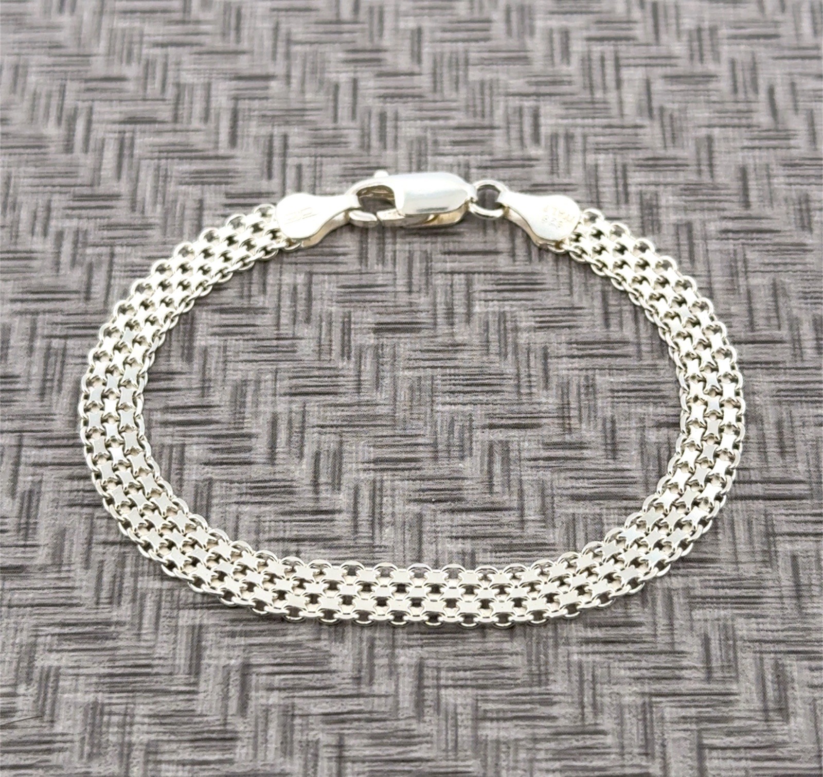 7” Italy 925 Sterling Silver Mesh Link Wrap Bracelet 6g