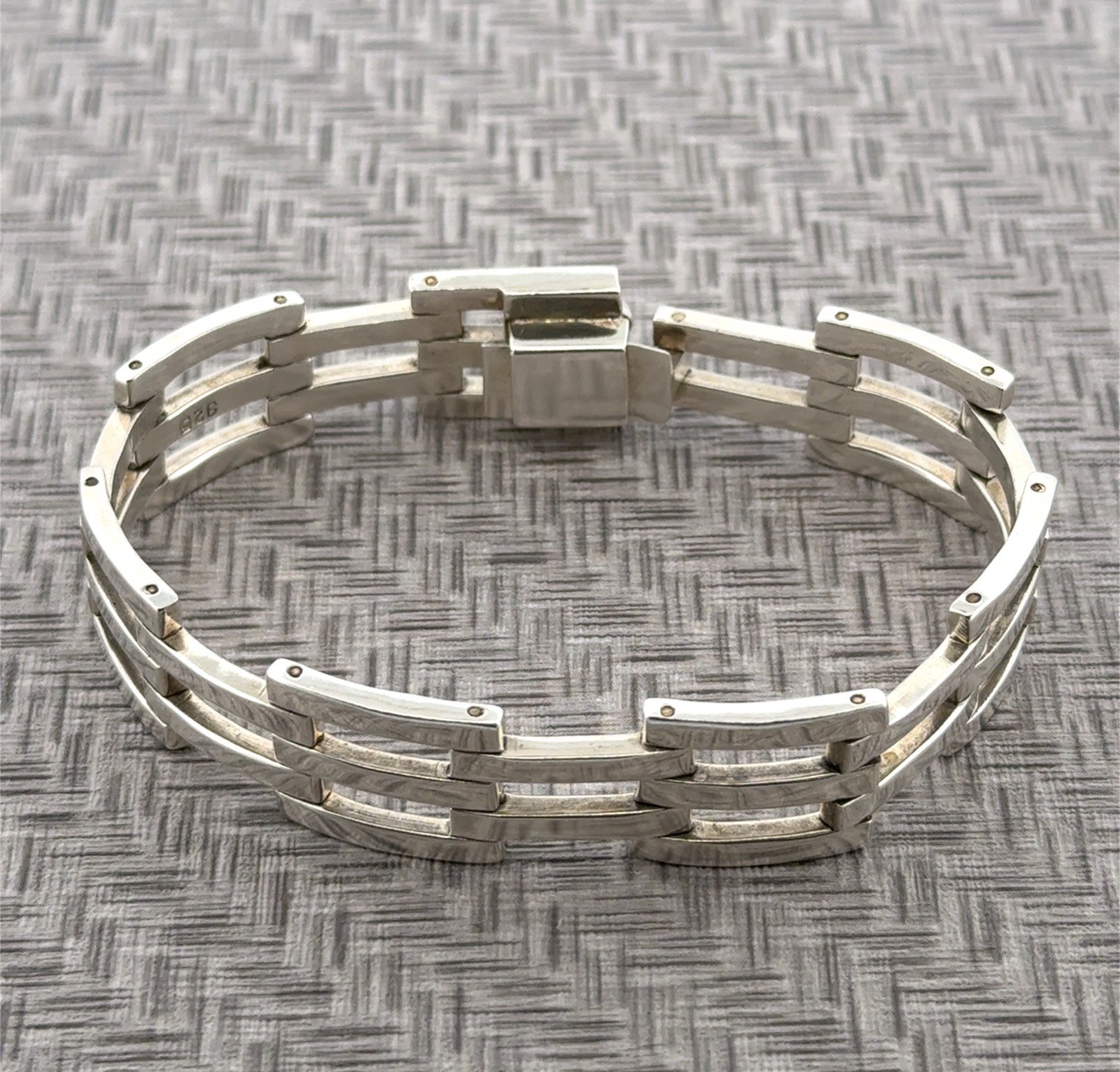 7.5” Vintage Solid 925 Sterling Silver Bar Link Bracelet 45.9g