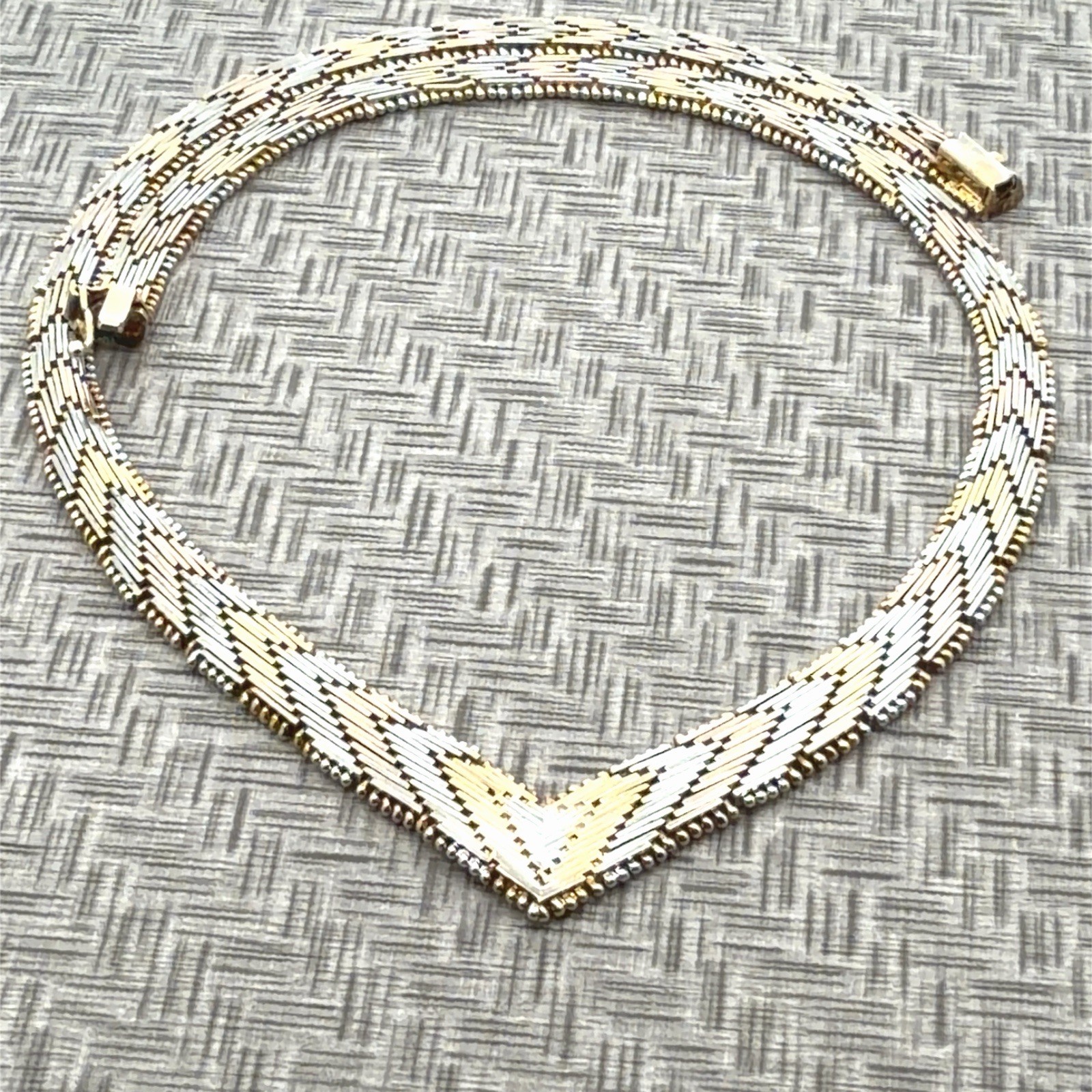 16” Gold Vermeil Italy 925 Sterling Silver  Chevron Necklace 33.1g