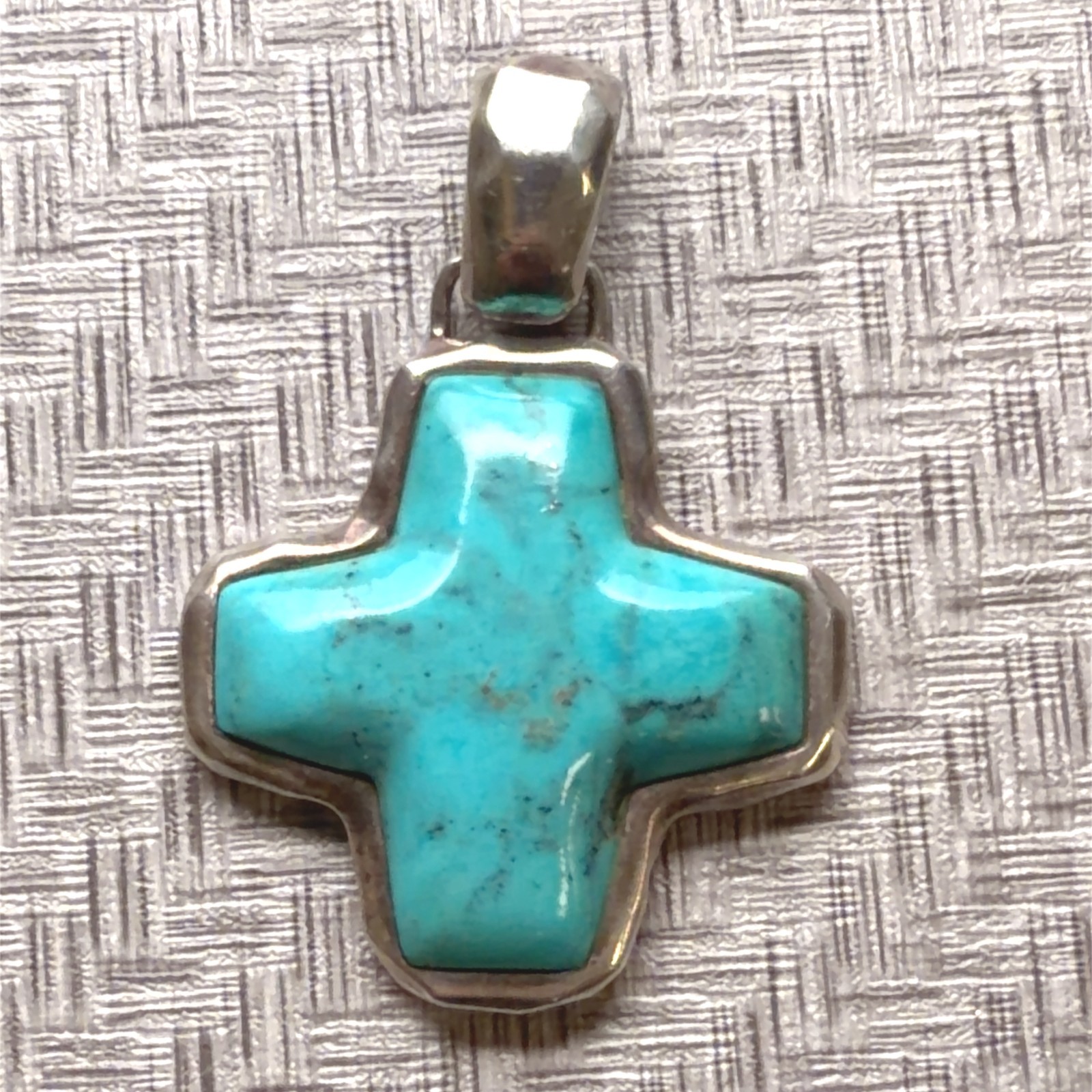 Barse 925 Sterling Silver Turquoise Cross Pendant Charm Thailand 23.5 Grams