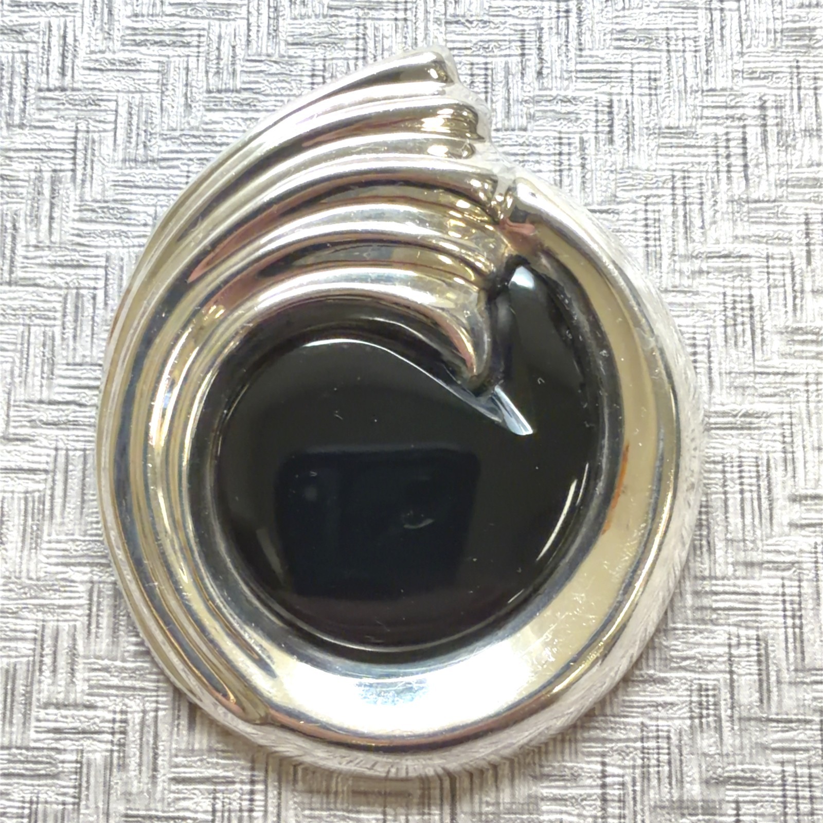 Vintage Taxco Mexico 925 Sterling Silver Black Onyx Swirl Brooch Pendant 29.3g
