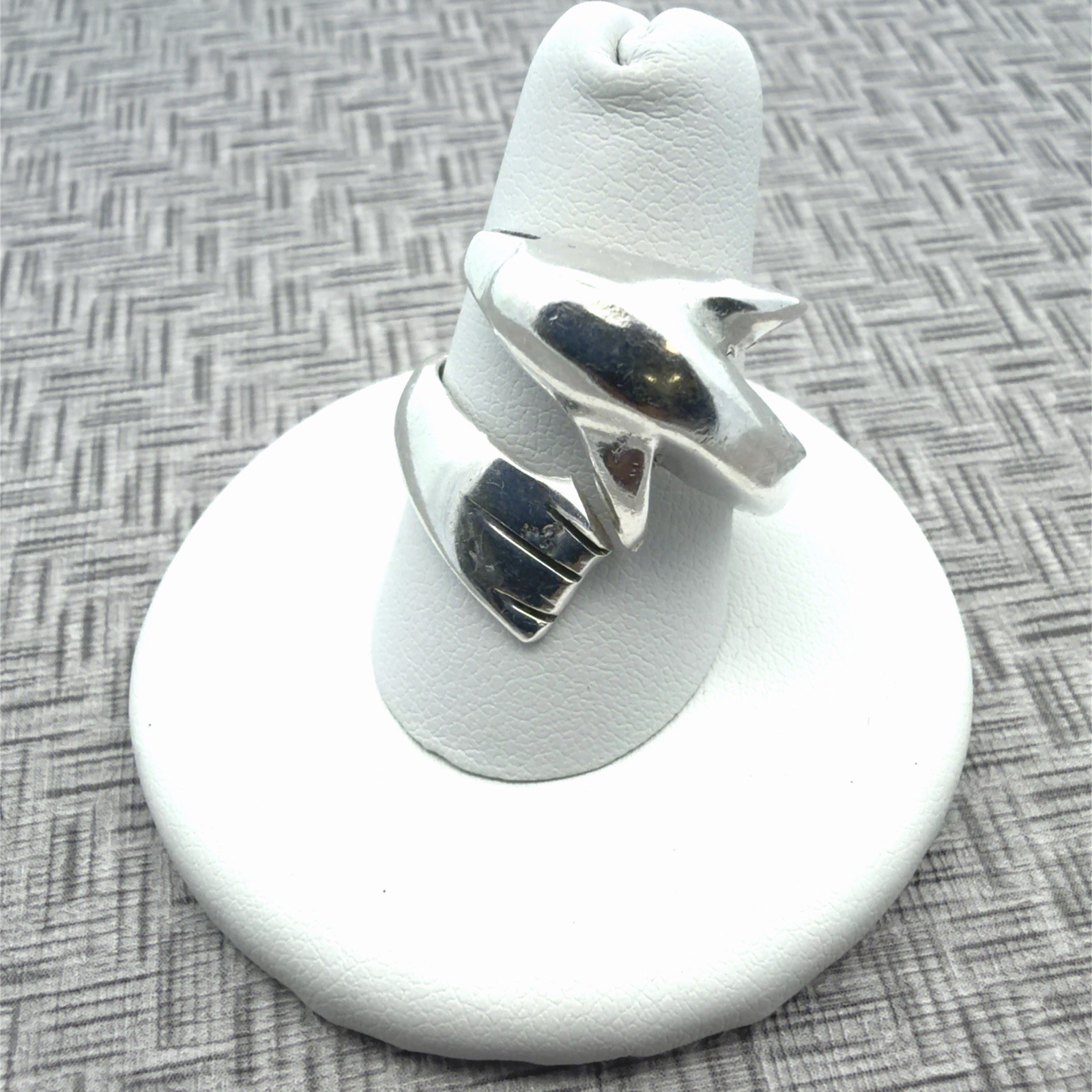 Size 9 Vintage 925 Sterling Silver Dolphin Bypass Ring Mexico 11.7g