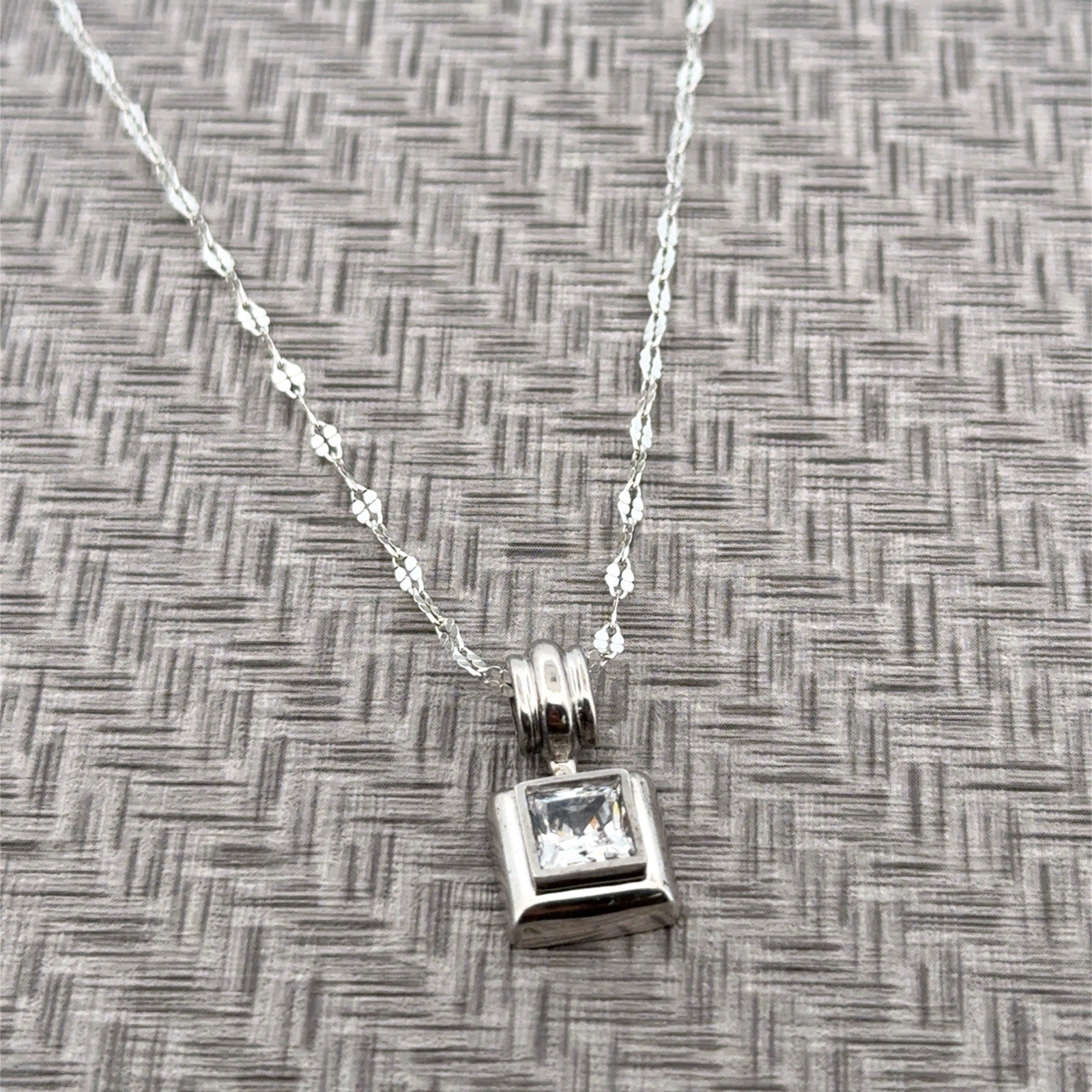 20” Princess-Cut CZ Pendant Italian 925 Sterling Silver Necklace 5.4g