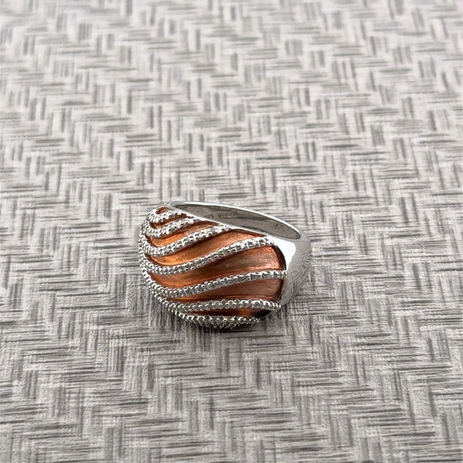Size: 9.25 JWBR 925 Sterling Silver Lab-Created Diamond Accent Ring 12.2g