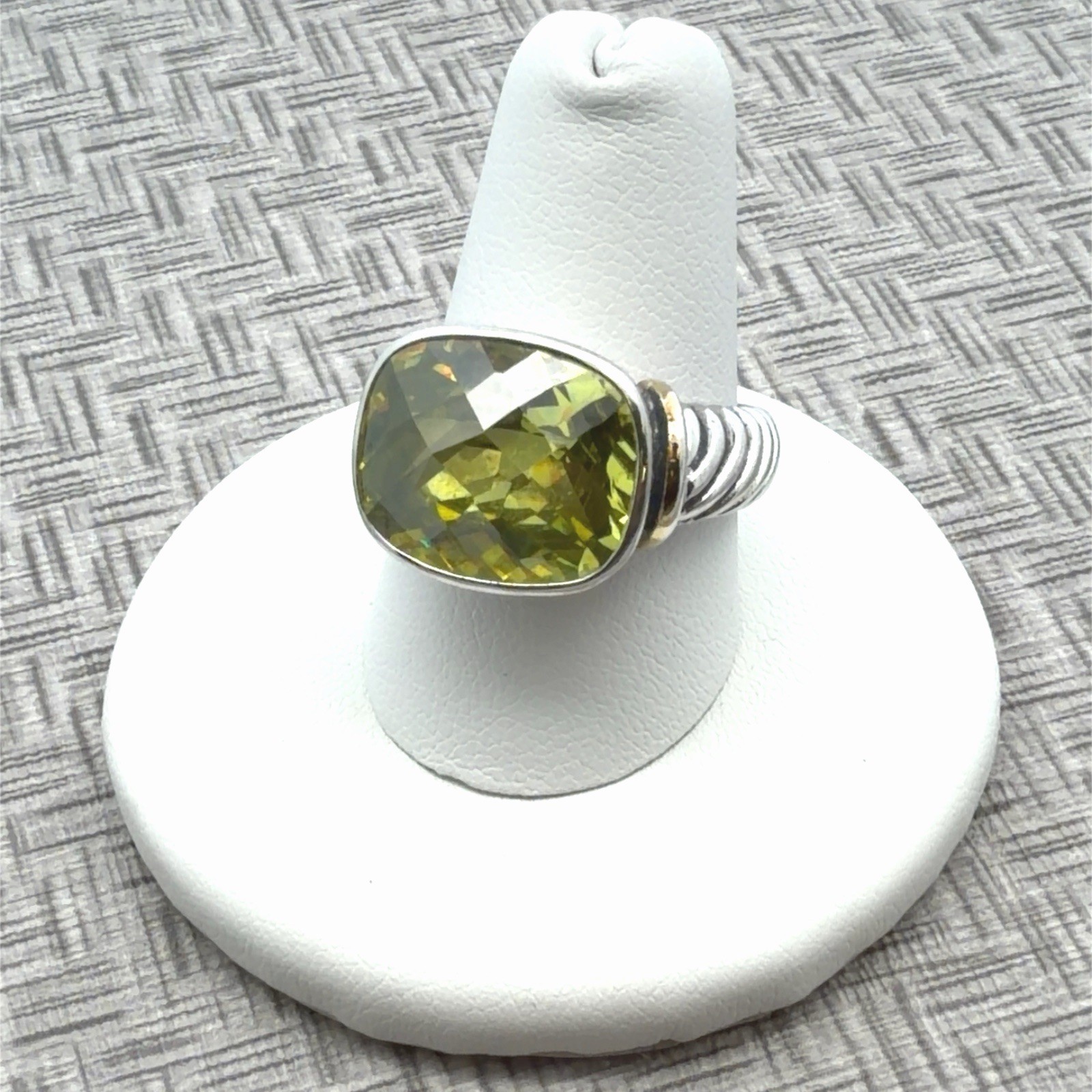 Mark Wasserman Samara 925 Sterling Silver Vermeil Lemon Quartz Faceted Ring 9.0g